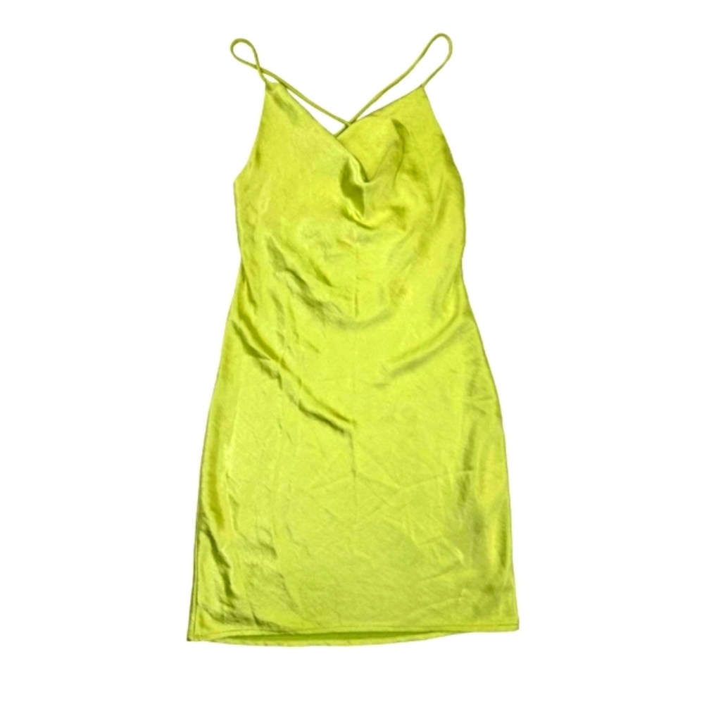 XS mini dress satin green wild fox boutique